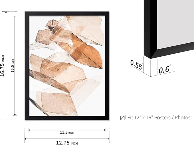 Monem Art Earthy Origami Paper Photography Print - Neutral Abstract Shapes Art Poster - Wall Decor for Living Room, Bedroom or Office - 12x16 Black Framed Wall Art by Renee Stramel