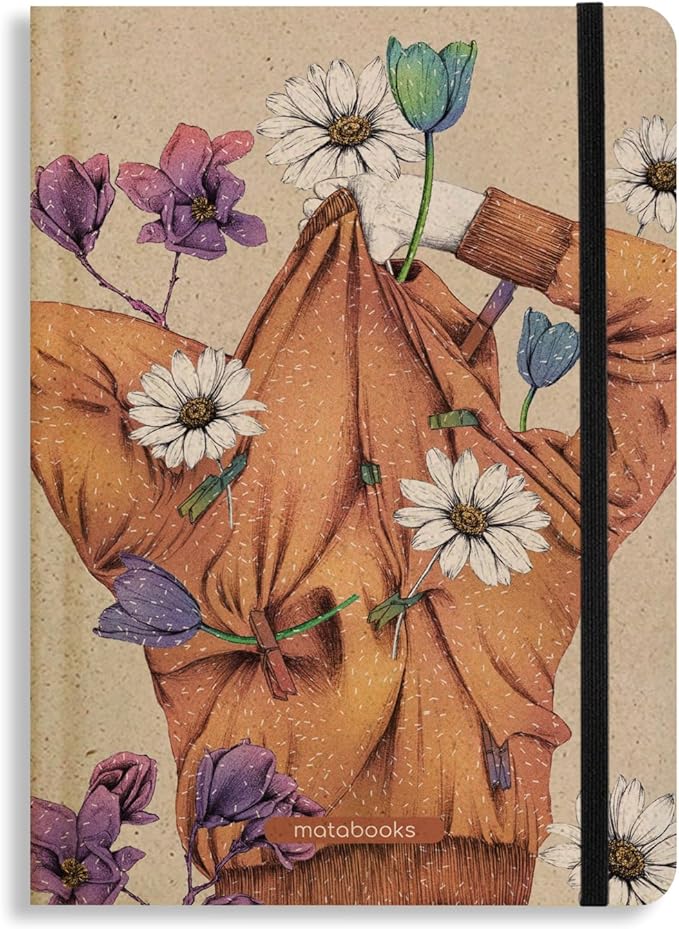 Sustainable A5 Notebook/Journal/Bullet Journal/Writing Book/Notebook Made of Sweetgrass Paper - Nari Colour: Apricot Orange (Dotted)