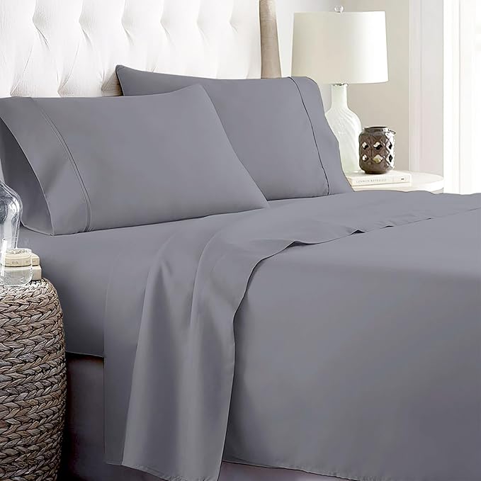BIOWEAVES 100% Organic Cotton Sheets, 300 Thread Count 3-Piece GOTS Certified Bed Sheet Set Fits Mattress Upto 17" Deep Pocket, Soft & Silky Sateen Weave (Twin, Stone)