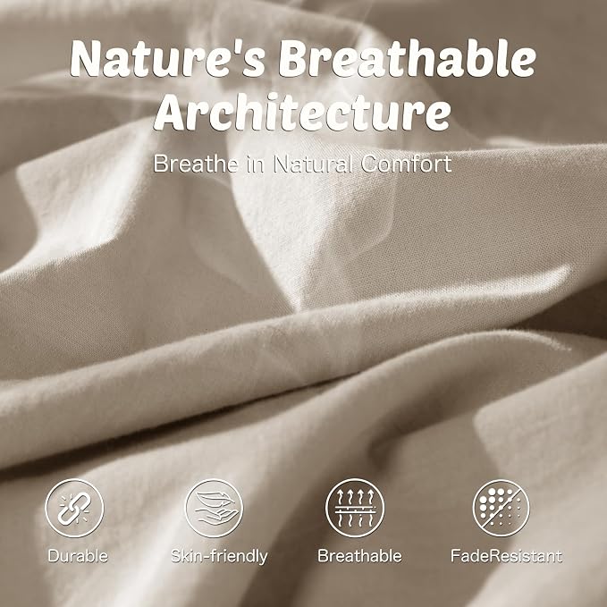 100% Linen Duvet Cover Set King Size, Natural French Flax Linen Comforter Cover, Soft & Breathable for Hot Sleepers with Zipper Closure & 4 Corner Ties - 3 Piece (Linen,King)