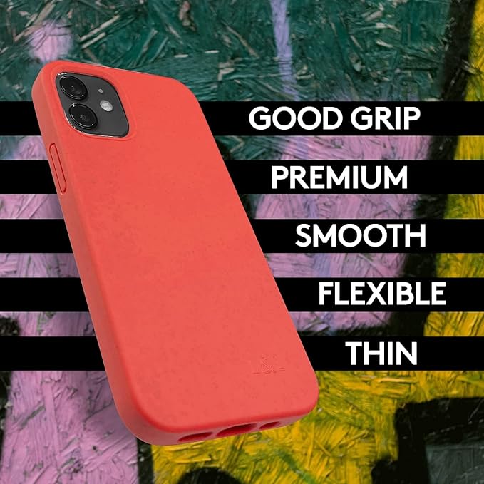 LOAM & LORE Biodegradable Phone Case for iPhone 14, Plastic Free Eco Friendly Phone Case, Plant Based Compostable iPhone 14 Case, Premium Zero-Waste Phone Cover (Red)
