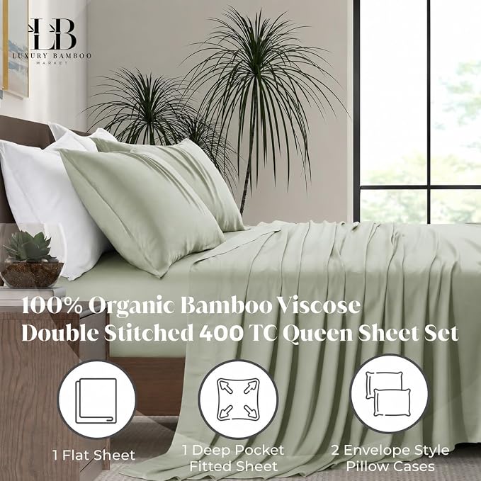 Queen Envelope Pillowcase Set | 100% Viscose | Organically Grown | Ultra Soft | Cooling | 2pcs [Willow]