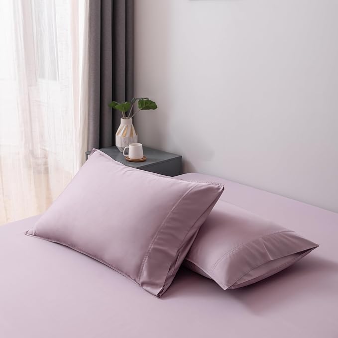 BELLA COTERIE | Luxury Bamboo Viscose Standard Size Pillowcase Set | 100% Organically Grown | Ultra Soft | Cooling | 2 Pcs [Lilac]