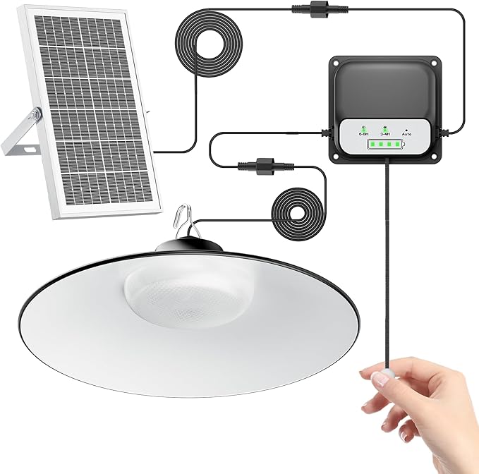 Otovoda Solar Shed Light Indoor Outdoor,2000LM Daytime Available Pendant Light with Pull String, 3 Lighting Modes, IP65 Waterproof, Dusk to Dawn Outdoor Light for Barn Home Chicken Coop Gazebo Garage