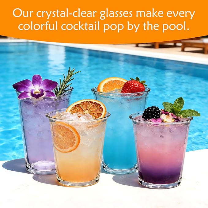 12 Pack Highball Glasses Set, 12 oz & 10 oz Stackable Thick Glass Cups | Drinking Glasses for Cocktails，Iced Coffee, Bubble Tea, Water, Juice – Kitchen & Bar Glassware Set