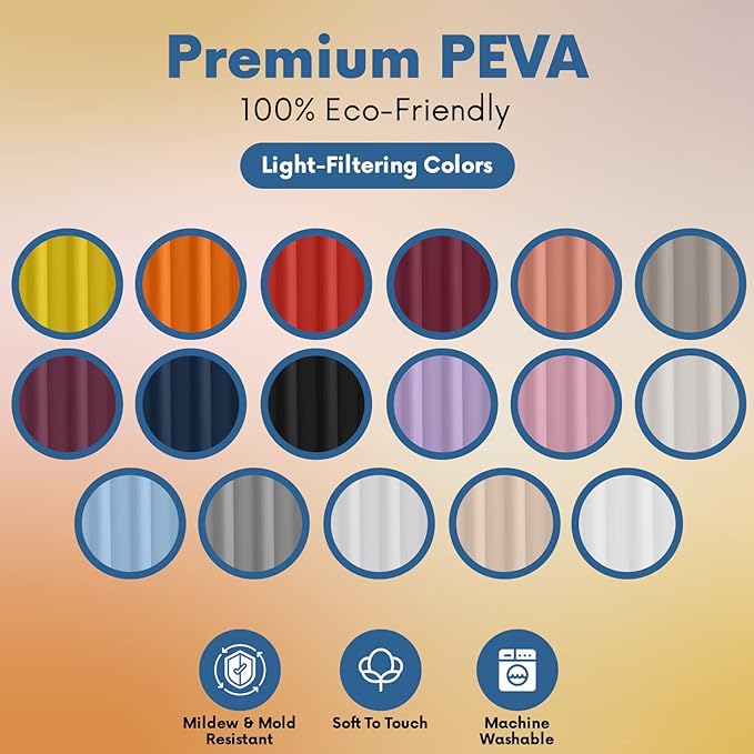 No Smell Shower Curtain Liner 72x72 Beige - PEVA Plastic Shower Curtain for Bathroom, PVC-Free Waterproof Sand Shower Liner with Metal Grommets and Magnet-Weighted Bottom Hem - Washable Liner