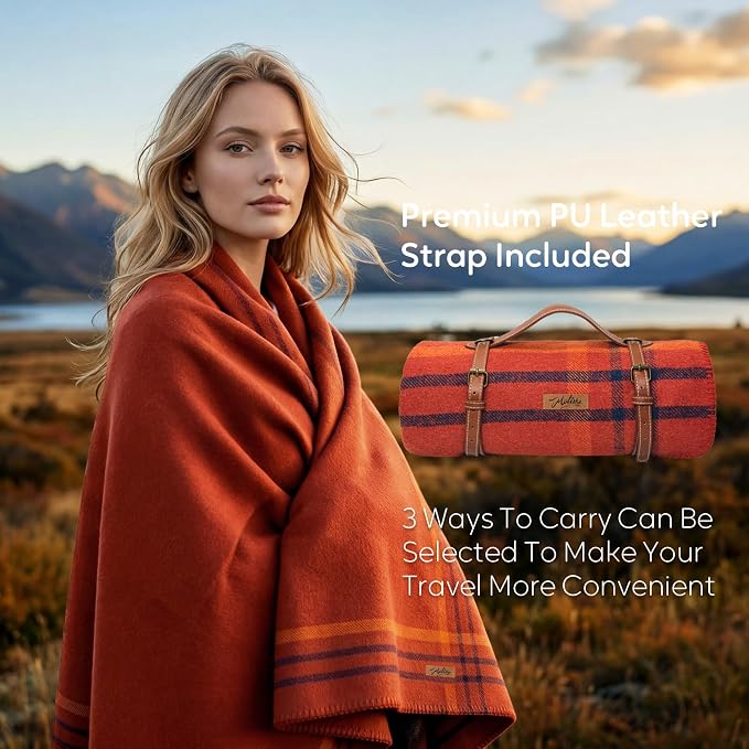 Molithe 100% Wool Blanket, 62" x 86", Warm, Thick, Washable, Military | Great for Camping, Outdoors, Sporting Events, Survival Kits Lava Falls