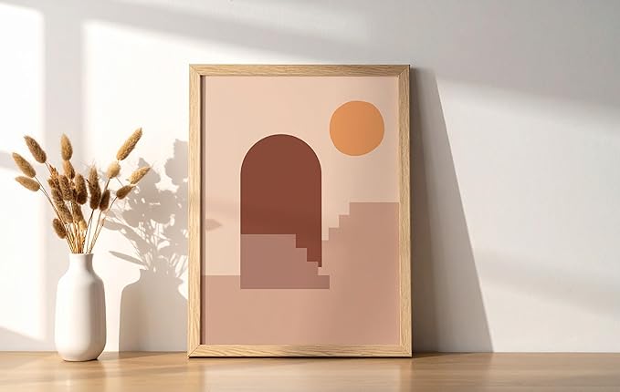 Y2K BOO Abstract Architecture UNFRAMED Wall Art Archway Stairs Sun Geometric Shapes Earth Tones Terracotta Mid Century Modern 8x10 Inch Heavyweight Paper Studio Decor
