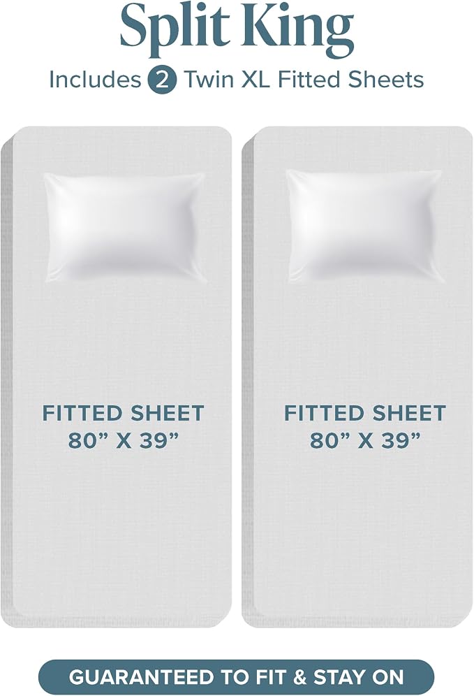 Bare Home 100% Organic Cotton T-Shirt Fabric Sheet Set, Ultra Soft, 100% Cotton Jersey - Sheet Set & Pillowcases - Deep Pocket Bed Sheets (Split King, Taupe)