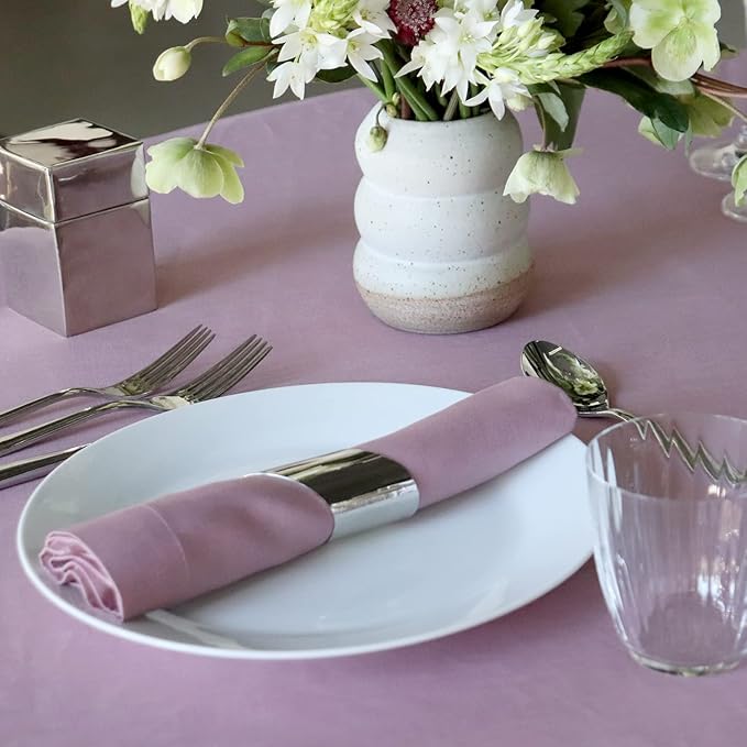 Huddleson Heather Lilac Linen Napkin 20x20 (Set of Four) Luxury Italian Linen Napkin Sewn in US