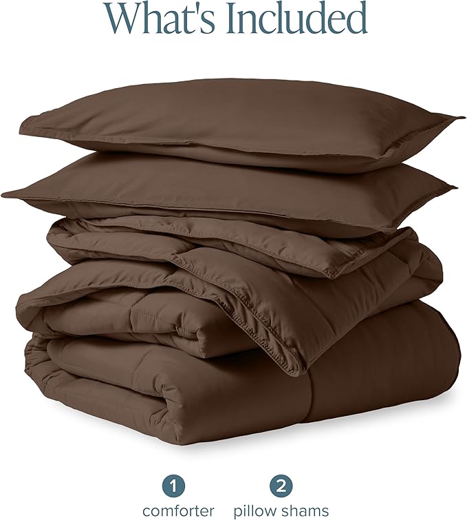 Bare Home Comforter Set - King/California King Size - Ultra-Soft - Goose Down Alternative - Premium 1800 Series - All Season Warmth (King/Cal King, Cocoa)