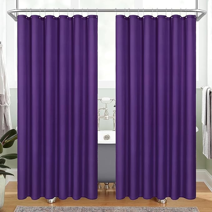 MitoVilla 2 Pack Purple Fabric Shower Curtain Liner - 72" W x 72" H, Simple Shower Curtain or Liner for Modern Neutral Hotel Bathroom Decor, Waterproof Cloth & Hotel Quality