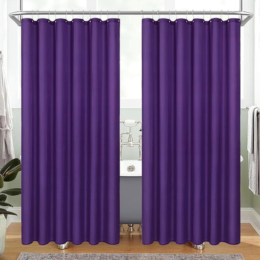 MitoVilla 2 Pack Purple Fabric Shower Curtain Liner - 72" W x 72" H, Simple Shower Curtain or Liner for Modern Neutral Hotel Bathroom Decor, Waterproof Cloth & Hotel Quality