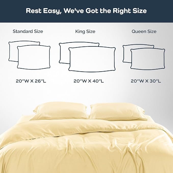 Olive + Crate Tencel Eucalyptus Pillowcases, 100% Tencel Lyocell Cooling Pillow Cases for Hot Sleepers, Hypoallergenic, Moisture-Wicking, Silk Alternative, Vegan, Standard Size Set of 2 [Butter Cream]