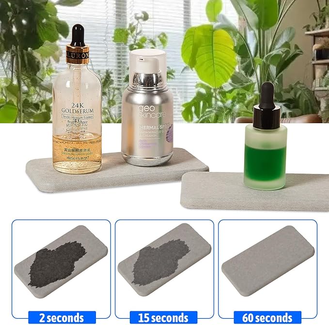 Diatomite Soap Tray Water Absorbing Stone Tray Set of 4 Drying Stone Sink Mat for Kitchen Bathroom Counter (Grey)