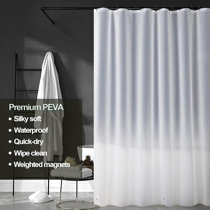 Plastic Shower Liner - Premium PEVA 7G Thickened Shower Curtain Liner with Rustproof Grommets and 3 Weighted Magnets, Waterproof Shower Curtain for Bathroom (Matte, 72”*72”)