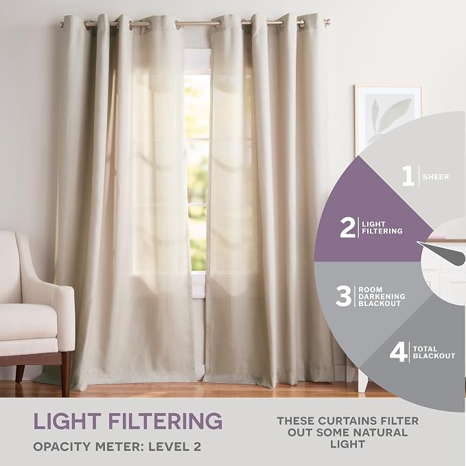 Exclusive Home Loha Linen Grommet Top Curtain Panel Pair, 54"x84", Vintage Linen