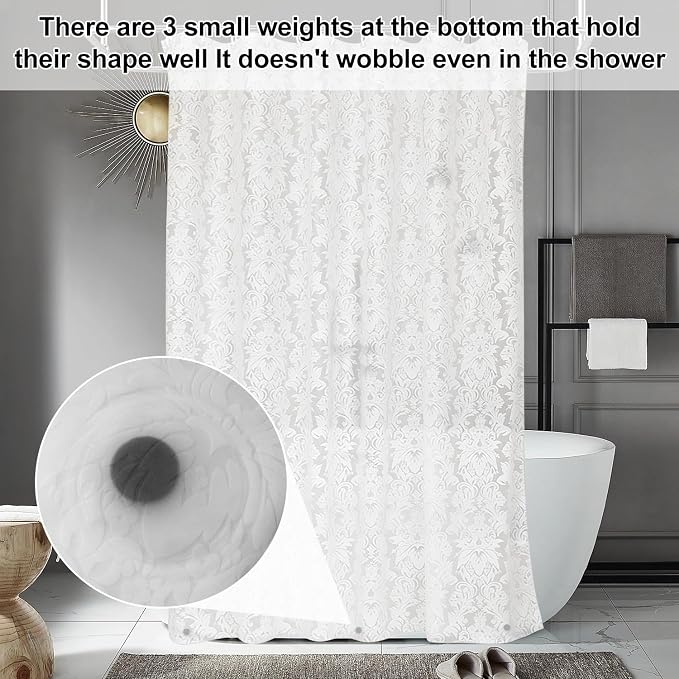 PEVA Shower Curtain, Water Repellent Premium Bathroom Shower Curtain with 3 Magnetic Weights for Shower Stall, Bathtubs