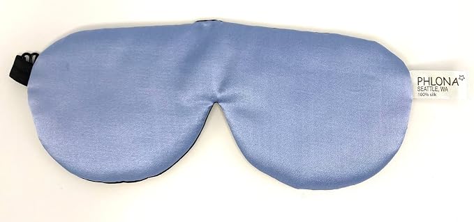 Silk Sleep Mask, 100% Real Mulberry Silk Satin Eye Mask, Soft Eye Cover, Silk Blindfold, Organic Eyeshade with Natural Hand Dyed Silk (Light Blue, 8.3” x 3.5” (21 x 9 cm))