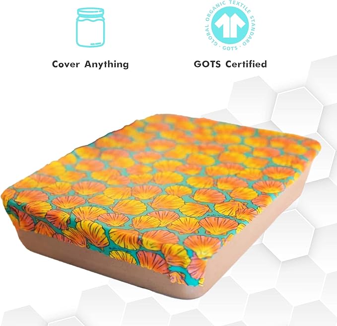 Meli Wraps - 3-Pack Reusable Beeswax Wraps for Food, Eco-Conscious Food Storage, Small, Medium and Large Food Wrap, Shells
