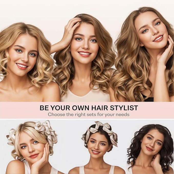 Heatless Curling Rod - Heatless Hair Curler for Overnight Curls, Soft Hair Curlers to Sleep In, Heatless Curlers for Women, No Heat Curls (6Pcs +1 Pcs chin strap) (Sunset Tie Dye, 10IN)