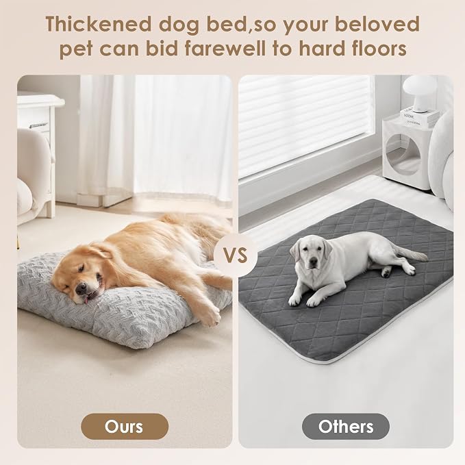 EHEYCIGA Washable Medium Dog Bed for Crate 29x21 Inch, Kennel Pad for Dogs Up to 35 lbs, Plush and Comfy Pet Sleeping Mat, Grey