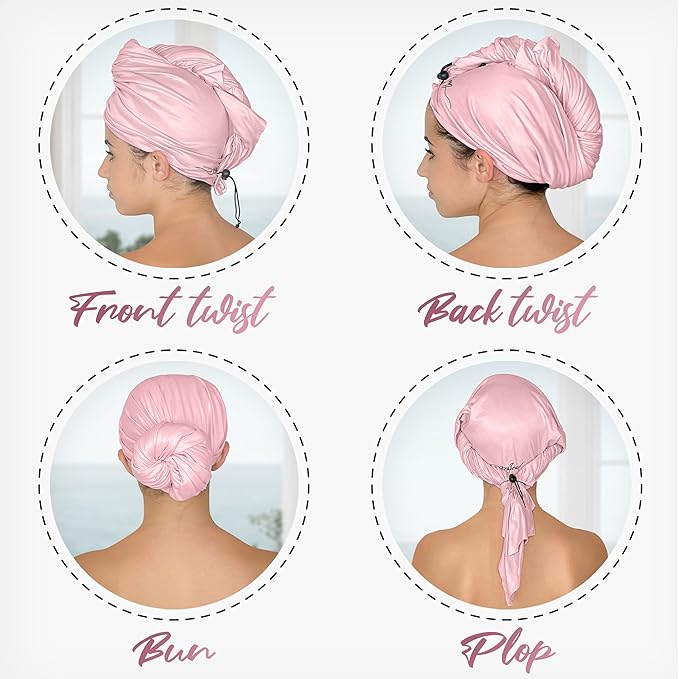 Microfiber Hair Towel Wrap for Women – Large Fast Drying Hair Towel with Patented Clip – Anti-Frizz, Super Absorbent, Silky Smooth Microfiber – Plopping Hair Wrap for Curly, Wavy & Straight Hair