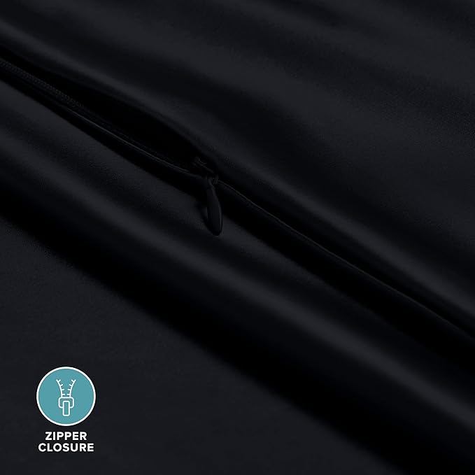 Bare Home 100% Mulberry Silk Pillowcase for Hair and Skin - Ultra Premium 6A Grade 19 Momme Silk Pillow Case - Hidden Zipper - Breathable Cooling Pillow Cover (Body, Black)