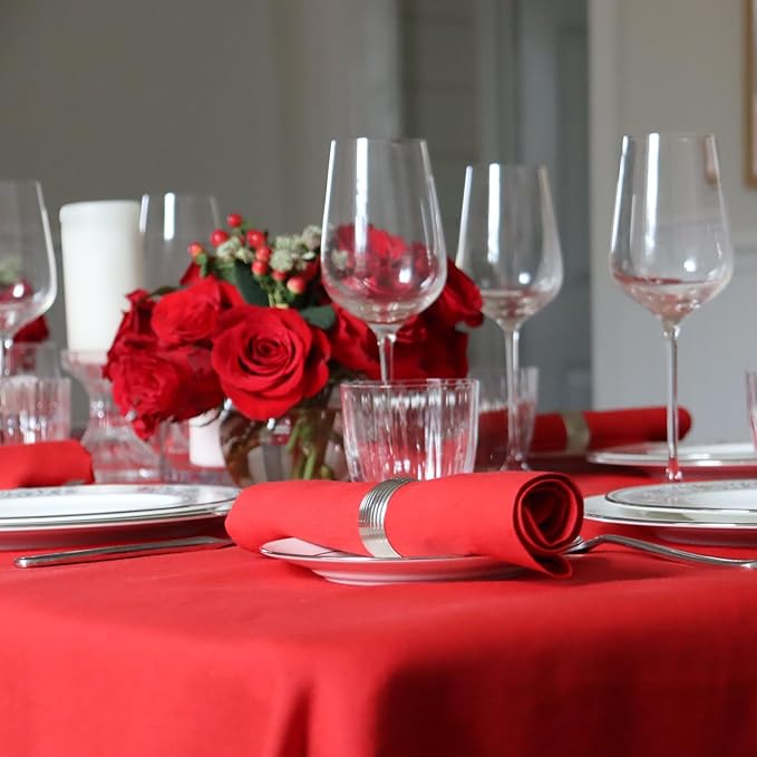 Huddleson True Red Linen Napkin 20x20 (Set of Four) Luxury Italian Linen Napkin Sewn in US