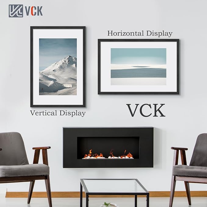 VCK 24x36 Poster Frame Solid Wood Black 3 Pack Picture Frames 24 x 36 Inches with Wall Mounting Hanging