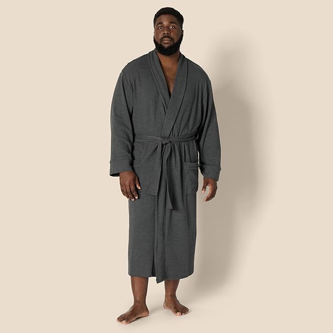 Amazon Essentials Men's Lightweight Cotton Waffle Bathrobe (Available in Big & Tall)