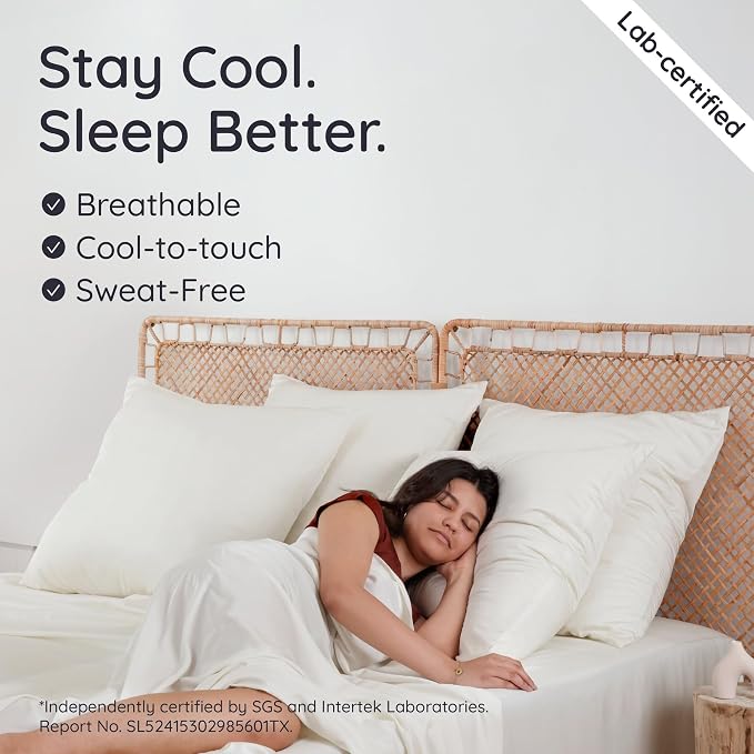 Bambaw 100% Viscose Derived from Bamboo Pillowcases King Size – Set of 2 King Size Cooling Pillow Cases for Ance with Envelope Closure, Breathable & Luxury Pillow Cases, Soft Pillow Cases (Ivory)