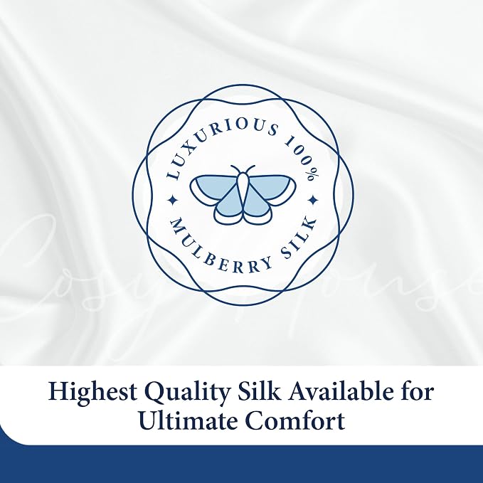 Cosy House Collection 100% Pure Silk Pillowcase | Pure Mulberry Silk - Cooling, Breathable, 22 Momme 6A High-Grade Fibers + Hidden Zipper Closure (Standard, Cream)