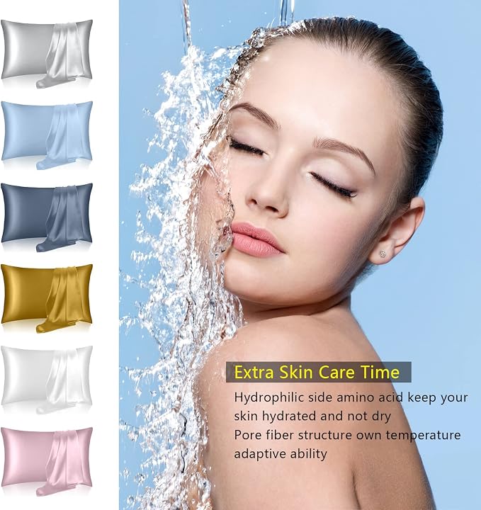 Silk Body Pillow Pillowcase, Mulberry Silk Body Pillow Cases with Zipper, Smooth, Anti Acne, Cooling Sleep Both Sides Natural Silk Satin 20x54 Body Pillowcase, Gifts for Women Men, Black