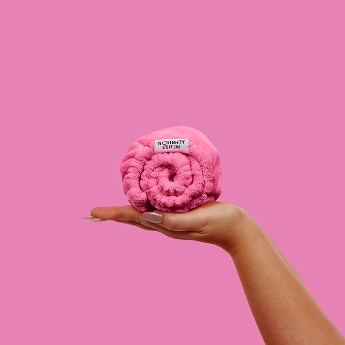 Noughty 97% Natural Microfiber Hair Towel Quickly Absorbs Moisture Quick-Dry Wrap, Reduces Breakage Combats Frizz Hot Pink