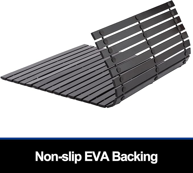 Bath Mat Bathroom Rugs Floor Wood Shower Bathtub Waterproof Non Slip Accessories 16x24 Inch Easy to Clean, Black, 1 pc
