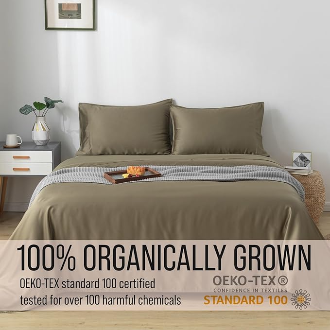 BELLA COTERIE | Luxury Bamboo Viscose King Size Pillowcase Set | 100% Organically Grown | Ultra Soft | Cooling | 2 Pcs [Olive]