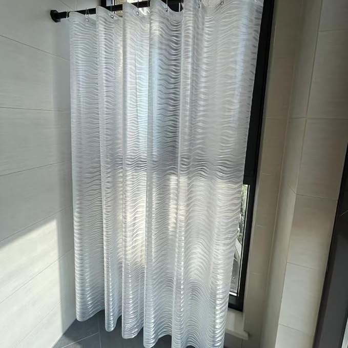Plastic Shower Liner - Premium EVA 6G Shower Curtain Liner with Rustproof Grommets and 3 Weighted Magnets, Waterproof Shower Curtains for Bathroom (3D Water Ripple, 72" x 72")