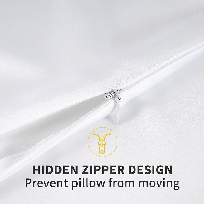 ZIMASILK 100% Pure Mulberry Silk Pillowcase for Hair and Skin Health,Soft and Smooth,Both Sides Premium Grade 6A Silk,600 Thread Count,with Hidden Zipper,1pc(Standard 20''x26'',White)