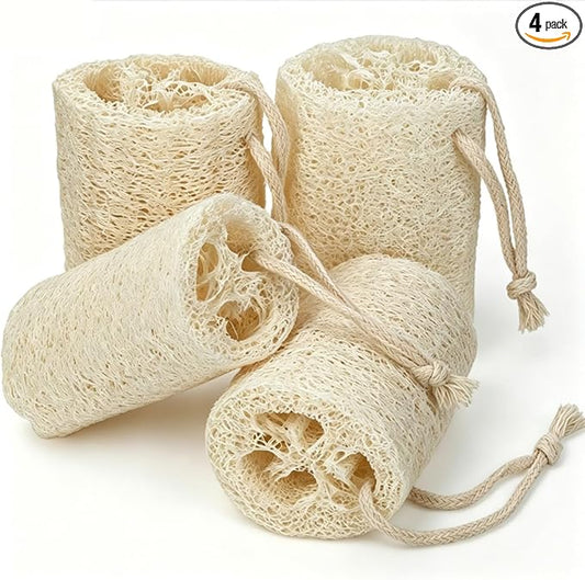 pisdoplop Natural Loofah Exfoliating Body Sponge Scrubber, 4 inch-Long Organic Loofa Luffa Plant-Based for Men & Women Skin Care Bath Shower Cleaning, Natural Sponges for Dishes