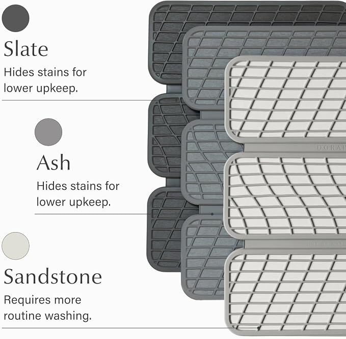 Dorai Home Dish Pad - Collapsable Stone Dish Drying Mat with Diatomaceous Earth for Quick Drying - Ultra Absorbent - Encased in Silicone - Eco-Friendly, Foldable - Large 24.6" x 16.5", Slate