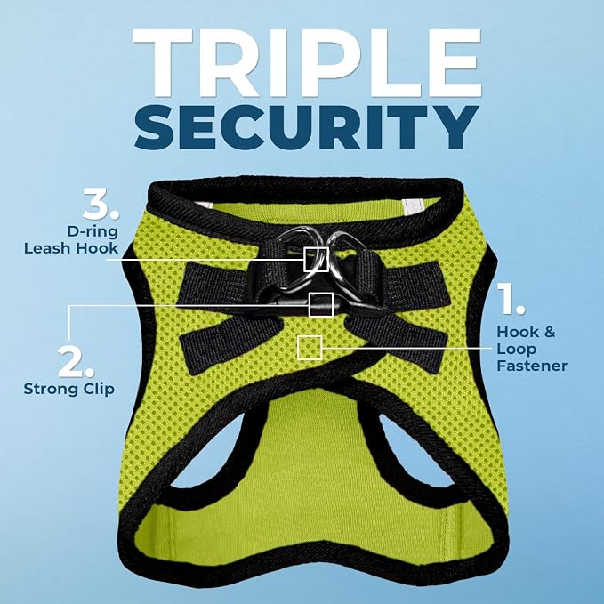 Best Pet Supplies Voyager Step-in Air All Weather Mesh Harness and Reflective Dog 5ft Leash Combo with Neoprene Handle, for Small, Medium and Large Breed Puppies - Set (Lime/Black Trim), X-Small