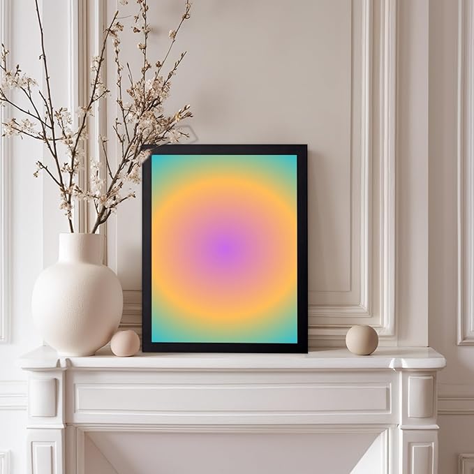Monem Art Radiant Gradient Glow Print - Modern Abstract Color Field Poster - Wall Decor for Living Room, Bedroom or Office - 8x10 Black Framed Wall Art by Rs Lab Studio