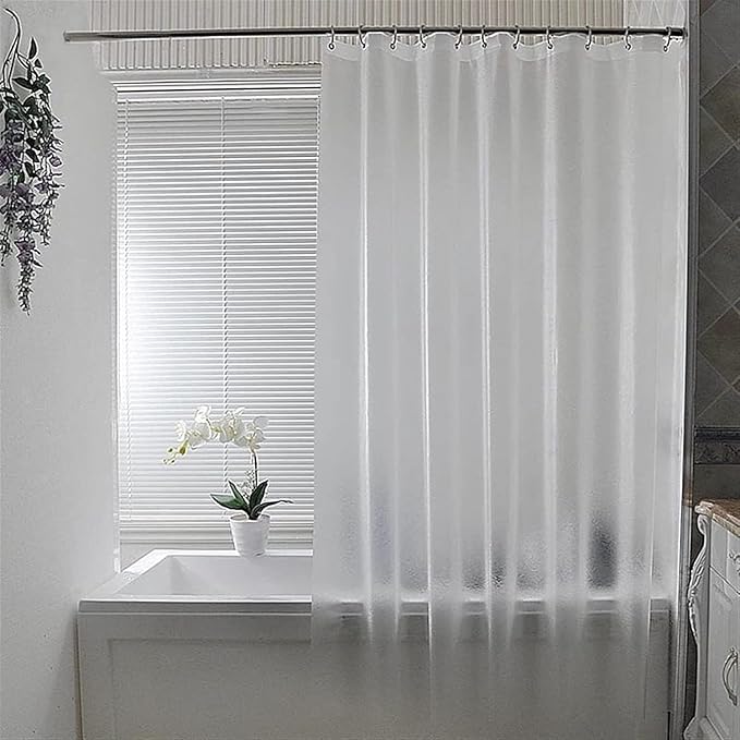Dependable Industries inc. Essentials Vinyl Shower Curtain Liner 3 Guage Reinforced with 12 Metal Grommets Magnetized Bottom 70" x 72" Frosted Clear
