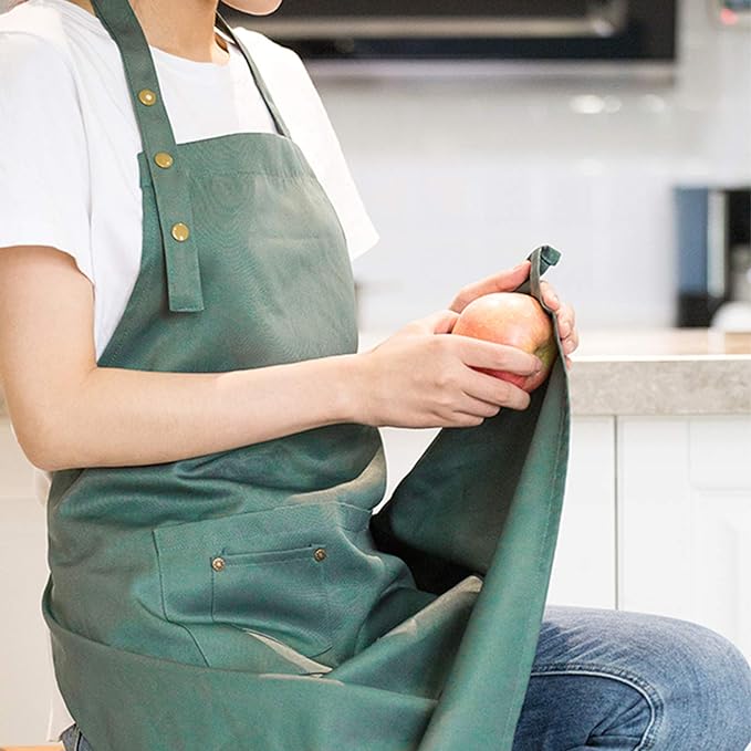 Art Aprons for Painting Pottery Ceramics, Mens Women Kitchen Cooking Aprons Waterproof Green