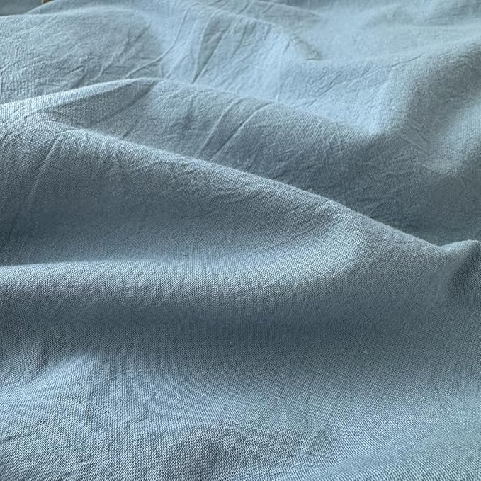FACE TWO FACE Bedding Duvet Cover Set100% Washed Cotton Duvet Cover Linen Like Textured Breathable Durable Soft Comfy (Twin, Deep Gray Blue)