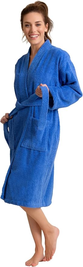 Women's Turkish Terry Kimono Style Bathrobe - 100% Cotton Robe for Women - Comfortable & Absorbent - Soft & Cozy Wear