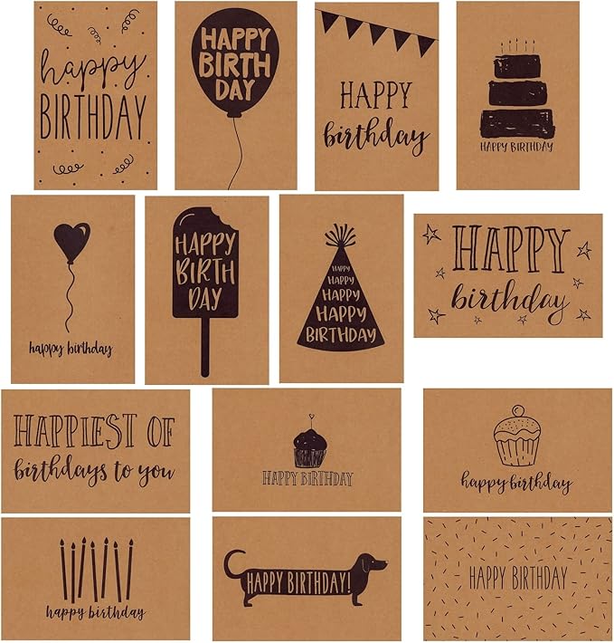 Best Paper Greetings Blank Cards & Envelopes Assortment - 36-Pack, 4 x 6 In Kraft Paper - Card Assortment Pack for All Occasions & Mixed Designs