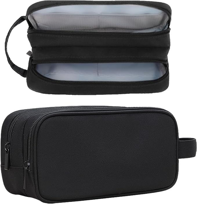 Teskyer Cable Organizer Bag, Travel Electronics Accessories Organiser, Protable Tech Pouch for Phone Chargers, Cables, Flash Drive, Power Bank, Hard Drive, Black, 23.5 x 12 x 9 cm, Double-Layer Cable