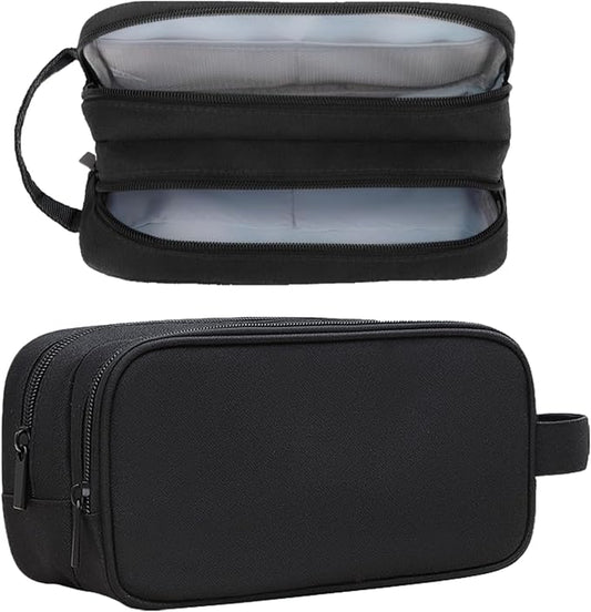 Teskyer Cable Organizer Bag, Travel Electronics Accessories Organiser, Protable Tech Pouch for Phone Chargers, Cables, Flash Drive, Power Bank, Hard Drive, Black, 23.5 x 12 x 9 cm, Double-Layer Cable